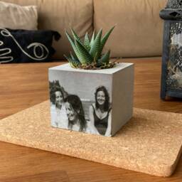 Personalized Photo Concrete Planter Custom Portraits Spring Home Decor, Mothers Day Gift For Her - thumbnail 2