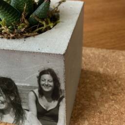 Personalized Photo Concrete Planter Custom Portraits Spring Home Decor, Mothers Day Gift For Her - thumbnail 3