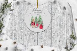 Personalised First Christmas Bauble, Baby's 1st Ornament, New Baby Gift, Rabbit Tree Decoration, Custom Name, Keepsake, Xmas 2024