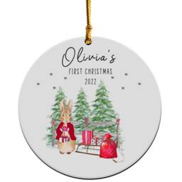 Personalised First Christmas Bauble, Baby's 1st Ornament, New Baby Gift, Rabbit Tree Decoration, Custom Name, Keepsake, Xmas 2024 - thumbnail 2