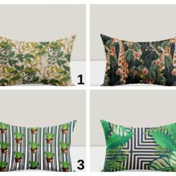 Tropical Jungle Cushion Covers, Botanical, Giraffe, Cactus & Leaf Print Decorative Pillow Cases, Modern Nature Throw Covers - thumbnail 2
