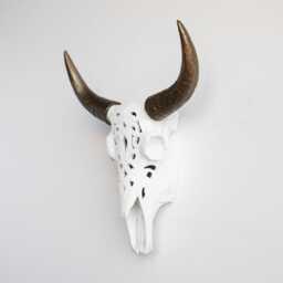 Faux Taxidermy Decorative Carved Bison Skull - Wall Decor White & Bronze Cbi0109 - thumbnail 2