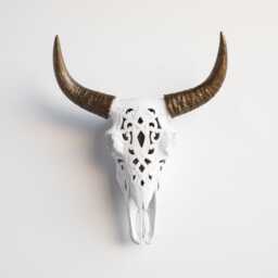 Faux Taxidermy Decorative Carved Bison Skull - Wall Decor White & Bronze Cbi0109 - thumbnail 1