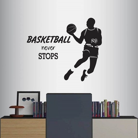 In-Style Decals Wall Vinyl Decal Home Decor Art Sticker Basketball Never Stops Quote Player Boy Sports Room Removable Design 422 - image 1