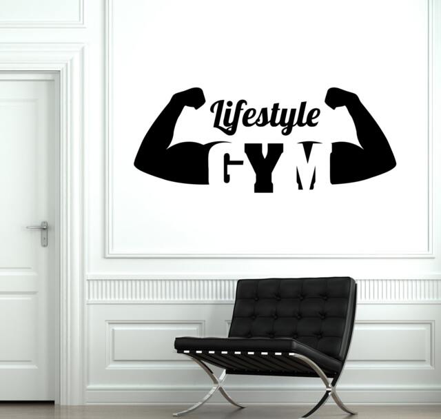 Wall Vinyl Decal Gym Lifestyle Fitness Bodybuilding Decor 1923Di - image 1