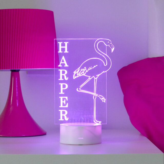 Personalised Flamingo Night Light - Kids Bedroom Decor Children's Gifts Lights - image 1