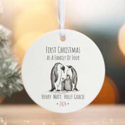Custom Family 1st Christmas Bauble With Names - Personalised Porcelain Decoration, First Keepsake Gift For Tree - thumbnail 2