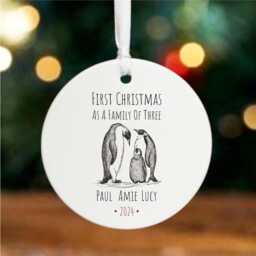 Custom Family 1st Christmas Bauble With Names - Personalised Porcelain Decoration, First Keepsake Gift For Tree - thumbnail 1