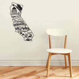 California Landmarks Vinyl Decal - Travel Wall Art, State Map - thumbnail 3