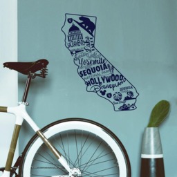 California Landmarks Vinyl Decal - Travel Wall Art, State Map