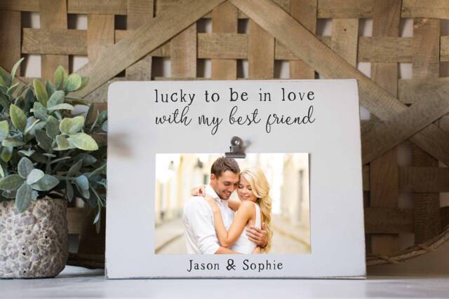 Boyfriend Girlfriend Picture Frame, Husband Wife Photo Frame, Valentine's Gift, Anniversary Present - image 1