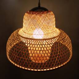 Handwoven Bamboo Pendant Light Rustic Boho Chandelier - 19.7 - thumbnail 3