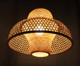 Handwoven Bamboo Pendant Light Rustic Boho Chandelier - 19.7