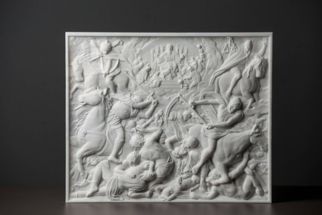 Carved Marble Relief Of The Four Horsemen Apocalypse By Julius Schnorr Von Carolsfeld Artist Sculpture - image 1