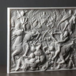 Carved Marble Relief Of The Four Horsemen Apocalypse By Julius Schnorr Von Carolsfeld Artist Sculpture - thumbnail 2