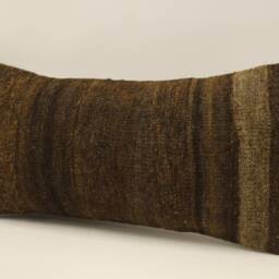 Vintage Turkish Kilim Pillow Cover, Wool Lumbar Cushion - 10x20 In - thumbnail 3