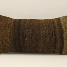 Vintage Turkish Kilim Pillow Cover, Wool Lumbar Cushion - 10x20 In - thumbnail 2