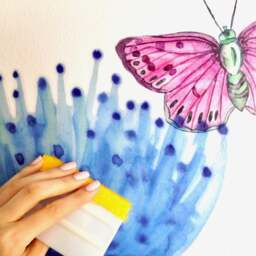 Butterfly Wall Decals 9-Set Fuchsia, Home D??cor, Removable For Furniture, Tiles, Walls, Hand-Painted Interior By Easysweethome - thumbnail 3