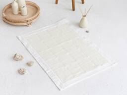 White Linen Waffle Bath Mat, Custom Size Flax Rug