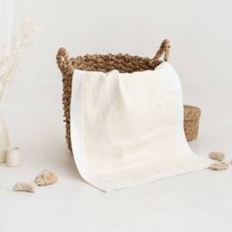 White Linen Waffle Bath Mat, Custom Size Flax Rug - thumbnail 2