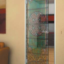 Door Wall Sticker Modern Green Stained Glass Window/ Decal/Stained Cover/Green Vinyl/Window Film - thumbnail 2
