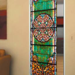 Door Wall Sticker Modern Green Stained Glass Window/ Decal/Stained Cover/Green Vinyl/Window Film - thumbnail 3