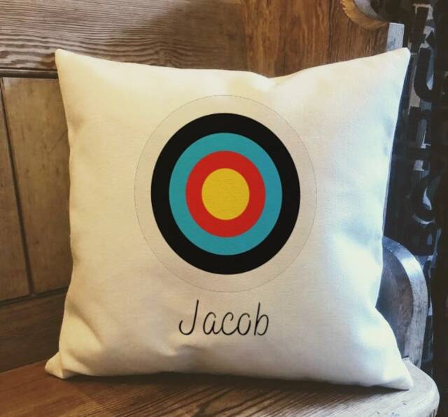 Personalised Target Country Canvas Cushion - Customised Linen -Cushion Cover With Inner Filler Archery Archers Gift - image 1
