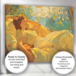 Elegant Art Nouveau Sleeping Woman Decorative Portrait Canvas Wall Print Decor Picture Ready To Hang - thumbnail 3