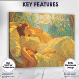 Elegant Art Nouveau Sleeping Woman Decorative Portrait Canvas Wall Print Decor Picture Ready To Hang - thumbnail 1