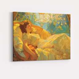 Elegant Art Nouveau Sleeping Woman Decorative Portrait Canvas Wall Print Decor Picture Ready To Hang - thumbnail 4