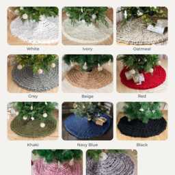 Chunky Knit Christmas Tree Skirt - White Cable Knit, Holiday Decor - thumbnail 4