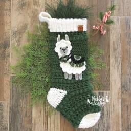 Handmade Chunky Knit Christmas Stocking - Acrylic Llama Applique - thumbnail 1