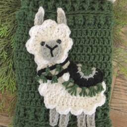Handmade Chunky Knit Christmas Stocking - Acrylic Llama Applique - thumbnail 3