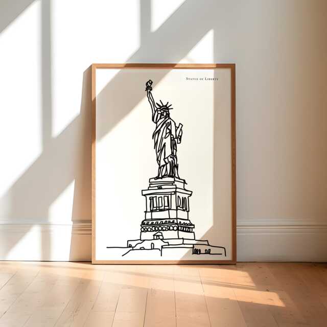 statue Of Liberty Art Print, Black & White New York Wall Decor - image 1