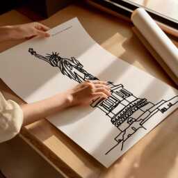 statue Of Liberty Art Print, Black & White New York Wall Decor - thumbnail 3
