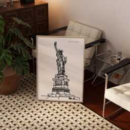 statue Of Liberty Art Print, Black & White New York Wall Decor - thumbnail 2