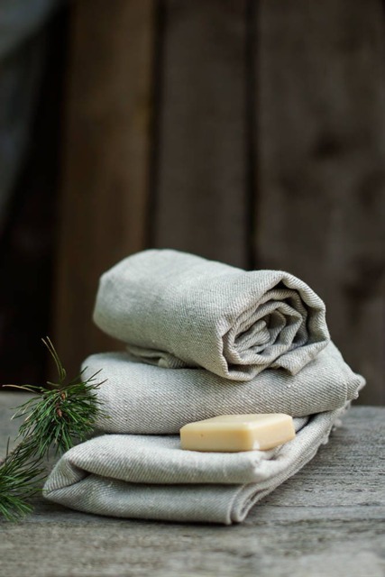 Natural Linen Towels Set Heavy Bath 4 Rustic Pre Washed Unisex Tan Bathroom Family Undyed Couple Bundle - image 1