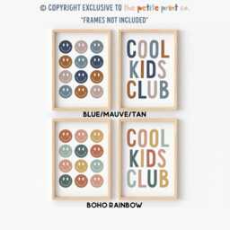 Playroom Print Set - Cool Kids Club Smiley Faces Posters Decor Play Corner Prints Unframed - thumbnail 3