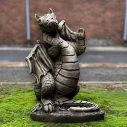 Concrete Dragon Statue Stone Mythical Creature Sculpture Garden Fantasy Figurine Handmade Posing Ornament Outdoor Decor Gift - thumbnail 4