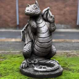 Concrete Dragon Statue Stone Mythical Creature Sculpture Garden Fantasy Figurine Handmade Posing Ornament Outdoor Decor Gift - thumbnail 2