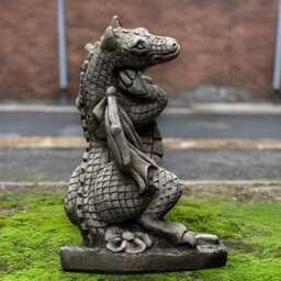 Concrete Dragon Statue Stone Mythical Creature Sculpture Garden Fantasy Figurine Handmade Posing Ornament Outdoor Decor Gift