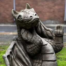 Concrete Dragon Statue Stone Mythical Creature Sculpture Garden Fantasy Figurine Handmade Posing Ornament Outdoor Decor Gift - thumbnail 3