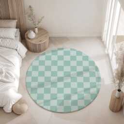 Checkered Blue Green Aqua - Rug, Carpet, Kids Decor, Children's Room Decor, Kids Carpet - thumbnail 2