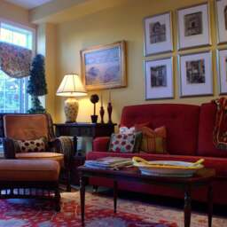 "Red Velvet Pillow Cover Gold Jacquard Woven Accent, 18""x 18" - thumbnail 3