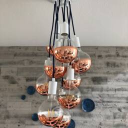 Copper Custom Cluster Pendant Light Ceiling Fixture Led Globes Dipped Glass Bulbs Hanging Lamp Clustered Pendants - Chandelier - thumbnail 2