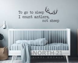 Hunting Wall Decal, Count Antlers Sleep Art, Nursery Decor, Decal - thumbnail 1