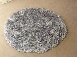 Baby Rag Rug, Gray, White Boho Chic Area Shag Rugs, Shabby Floor Mat, Welcome Newborn Photo Prop 36 - thumbnail 1