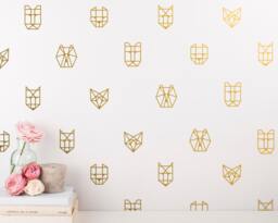 Geometric Animal Wall Decals - 30 Vinyl Unique Decal Set, Decals, Gold Decor, Art, Stickers - thumbnail 1