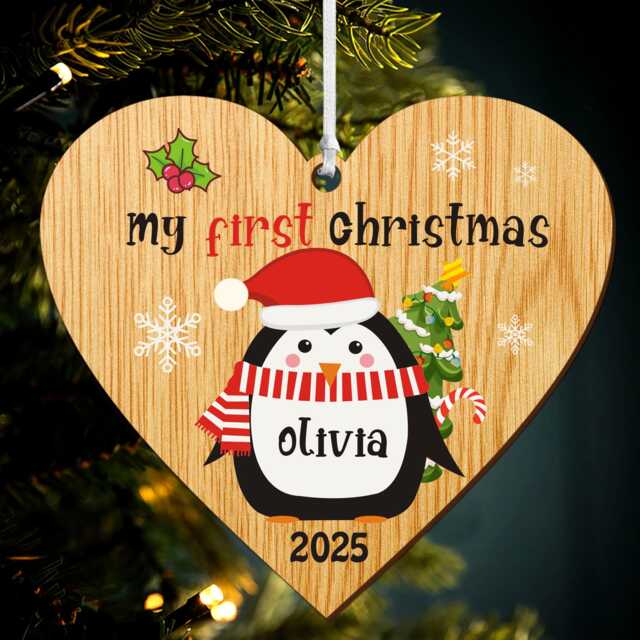 Personalised Babys First Christmas Bauble 2025 1st Baubles Xmas Tree Decorations With Any Name Wooden Hanging Ornaments Gift - image 1