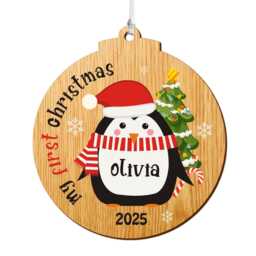 Personalised Babys First Christmas Bauble 2025 1st Baubles Xmas Tree Decorations With Any Name Wooden Hanging Ornaments Gift - thumbnail 2